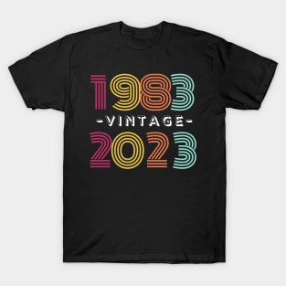 1983 Vintage 2023, 40th Birthday Anniversary, Colorful Retro T-Shirt